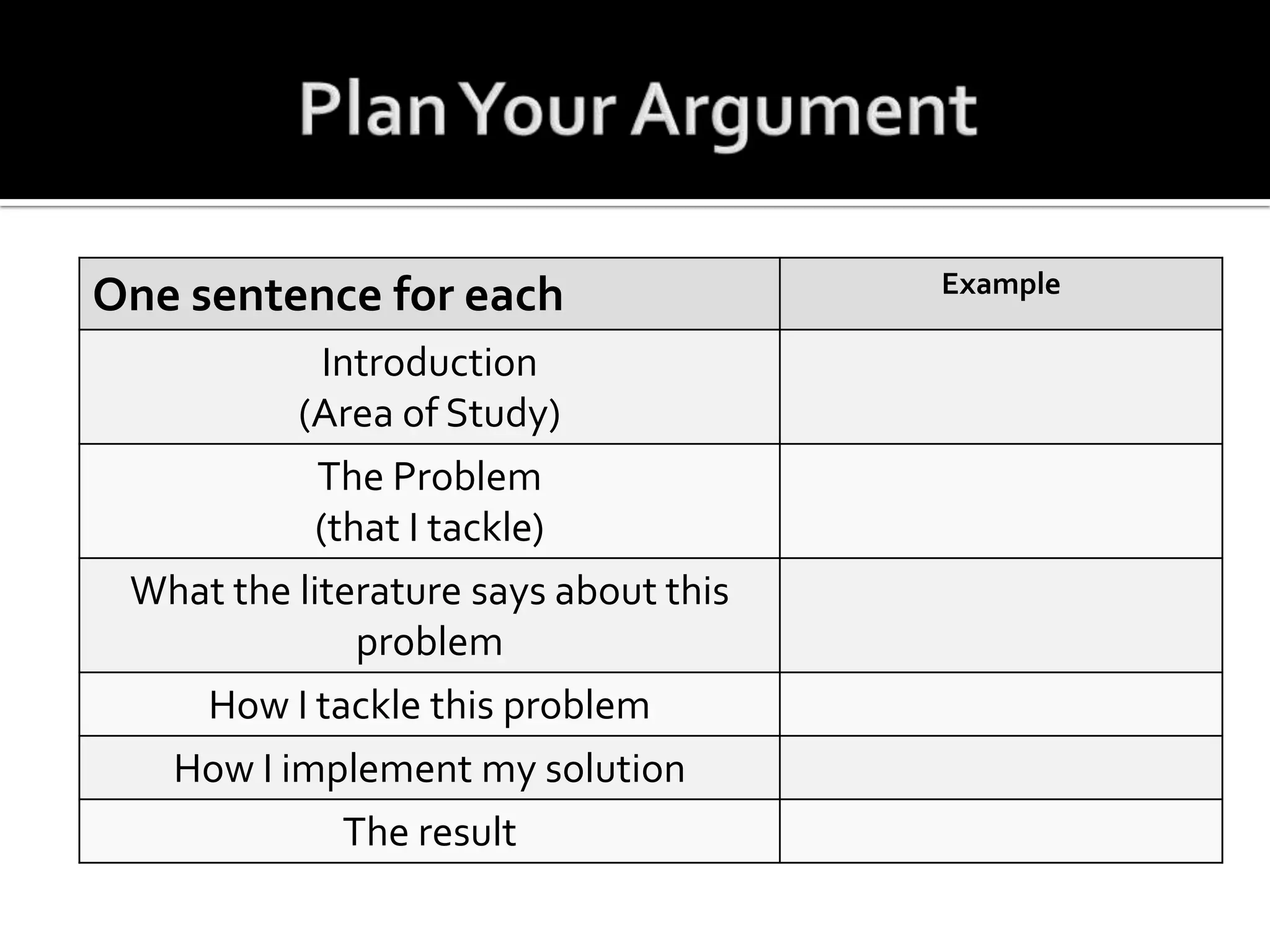 Plan Your Argument
