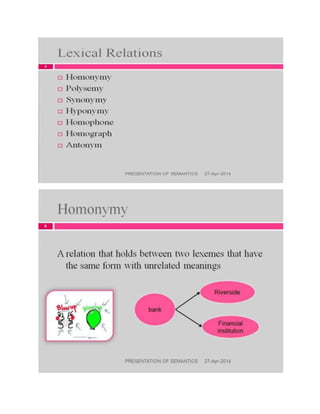 Presentation of sematicss