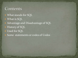 Presentation of SQL | PPT
