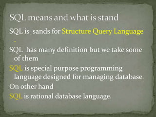 Presentation of SQL | PPT
