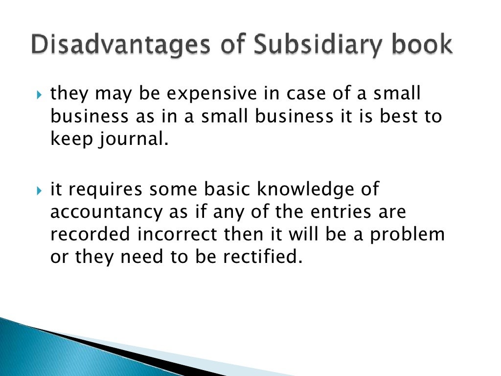 Presentation Of Subsidiary Books