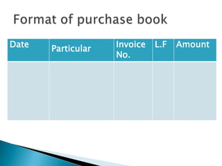 Presentation of subsidiary books | PPTX