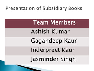 Presentation of Subsidiary Books   