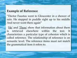 Reading A Referential Presentation of text linguistics | ODP