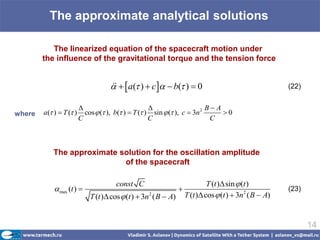 The approximate analytical solutions

           The linearized equation of the spacecraft motion under
        the influe...