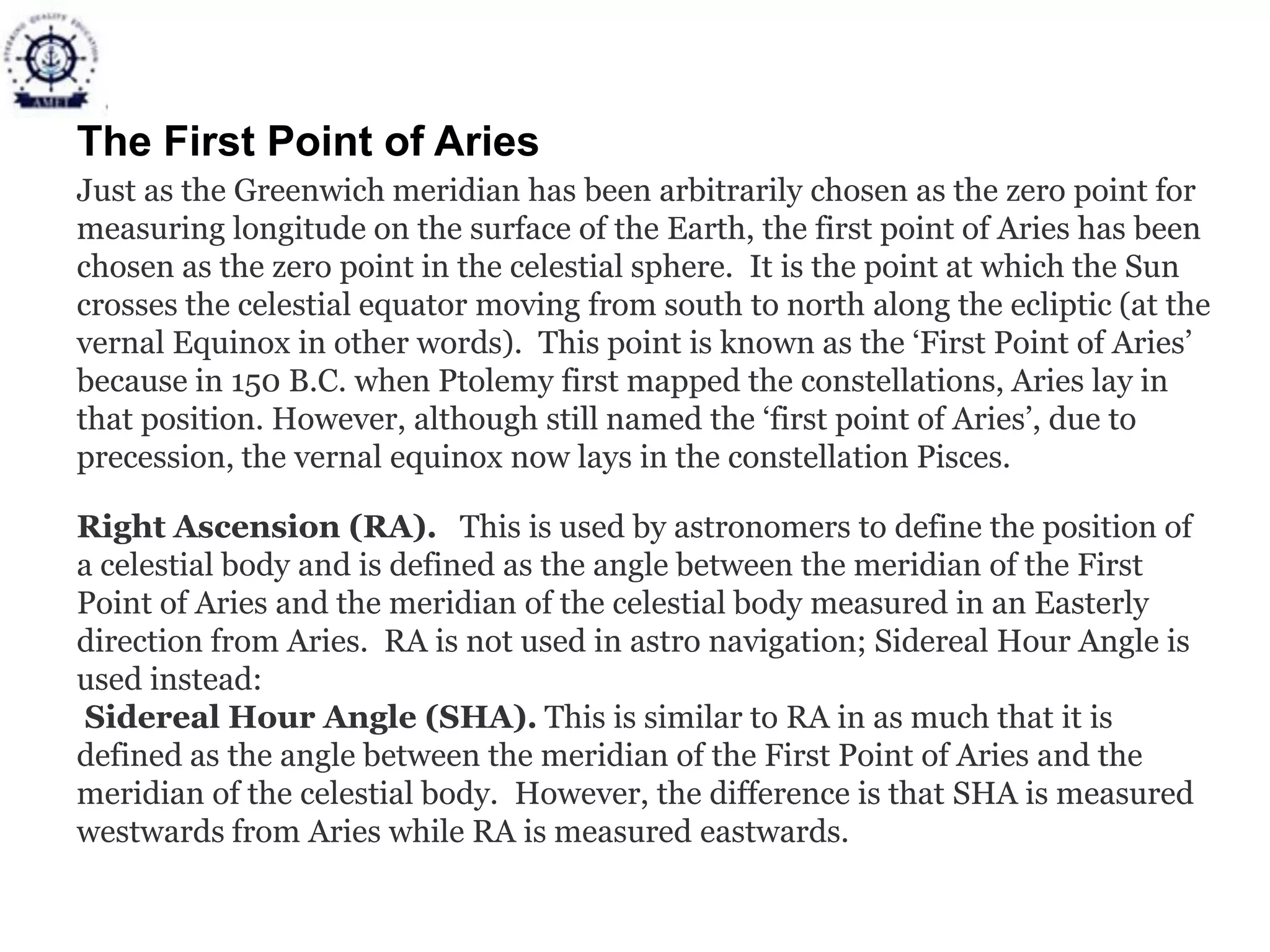 Presentation of Unit 3 NAV II - Celestial Sphere & Coordinates.pdf