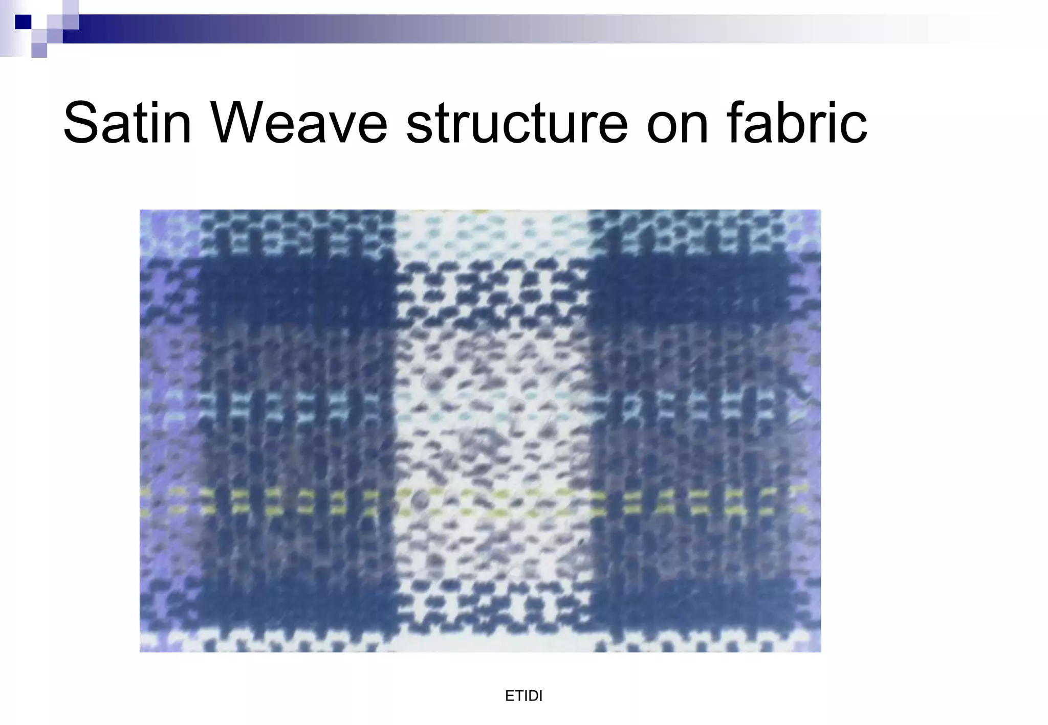 ETIDI
Satin Weave structure on fabric
 
