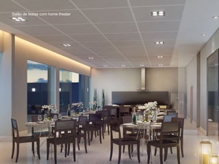 Salão de festas com home theater

 