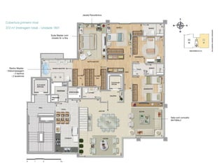 Janela Panorâmica

Cobertura primeiro nível
372 m² (metragem total) - Unidade 1801
Suite Master com
closets Sr. e Sra.

Banho Master:
- Hidromassagem
- 2 banhos
- 2 lavatórios

Sala com conceito
SKYWALL*

 
