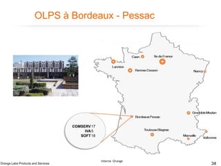 OLPS à Bordeaux - Pessac

COMSERV 17
IVA5
SOFT 18

Orange Labs Products and Services

Interne Orange

34

 