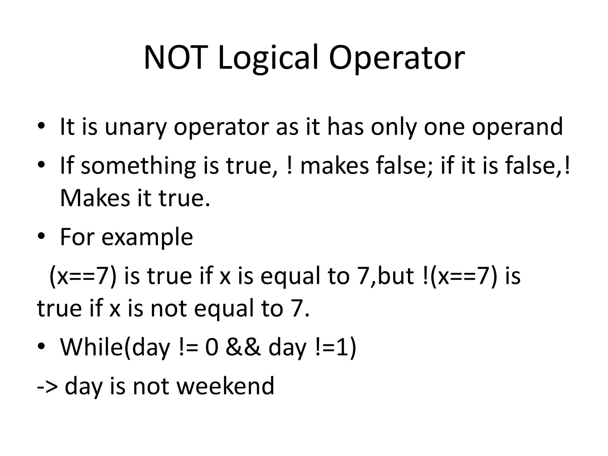 Presentation on Logical Operators | PPTX