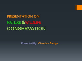 PRESENTATION ON
NATURE&WILDLIFE
CONSERVATION
Presented By : Chandan Badtya
 
