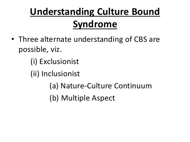Cultural bond syndrome picture