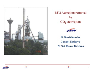 1
D. Ravichandar
Jayant Sathaye
N. Sai Rama Krishna
BF 2 Accretion removal
by
CO2 activation
 