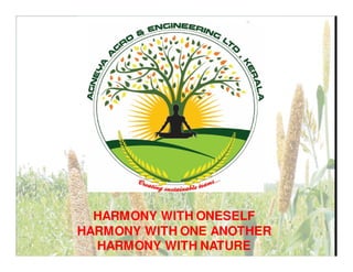 HARMONY WITH ONESELF
HARMONY WITH ONE ANOTHER
HARMONY WITH NATURE
 