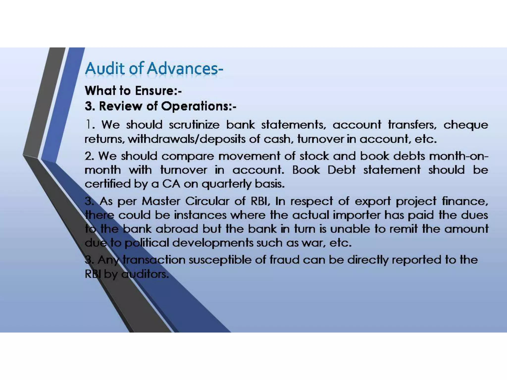 Audit of Advances in a Bank