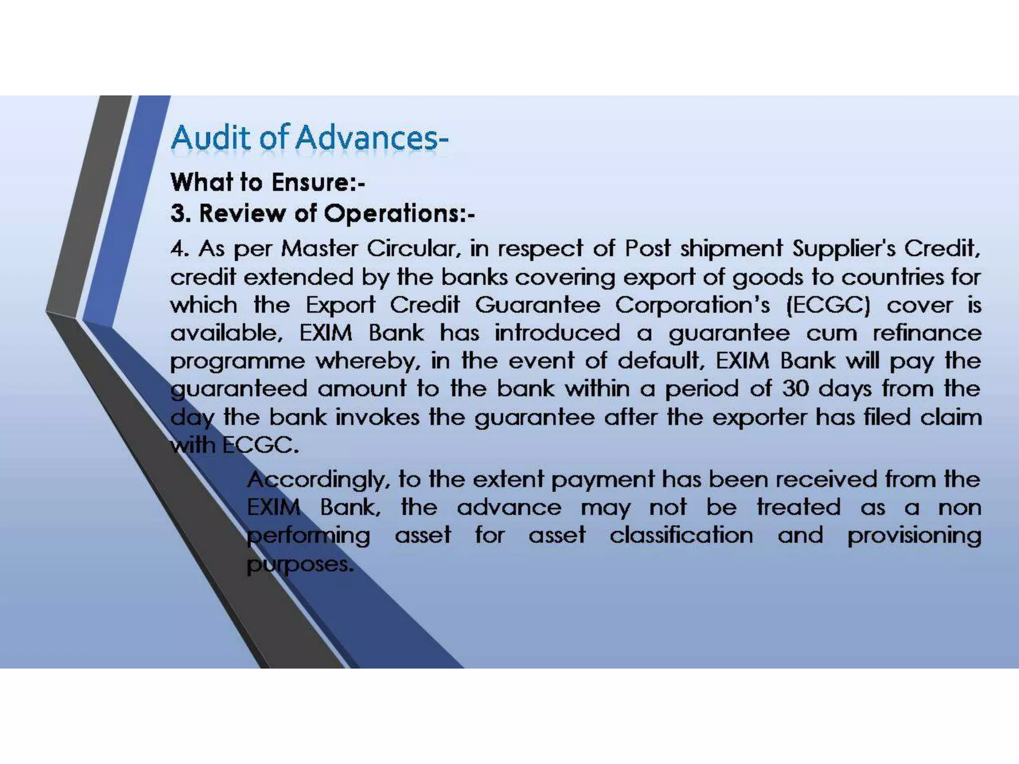 Audit of Advances in a Bank