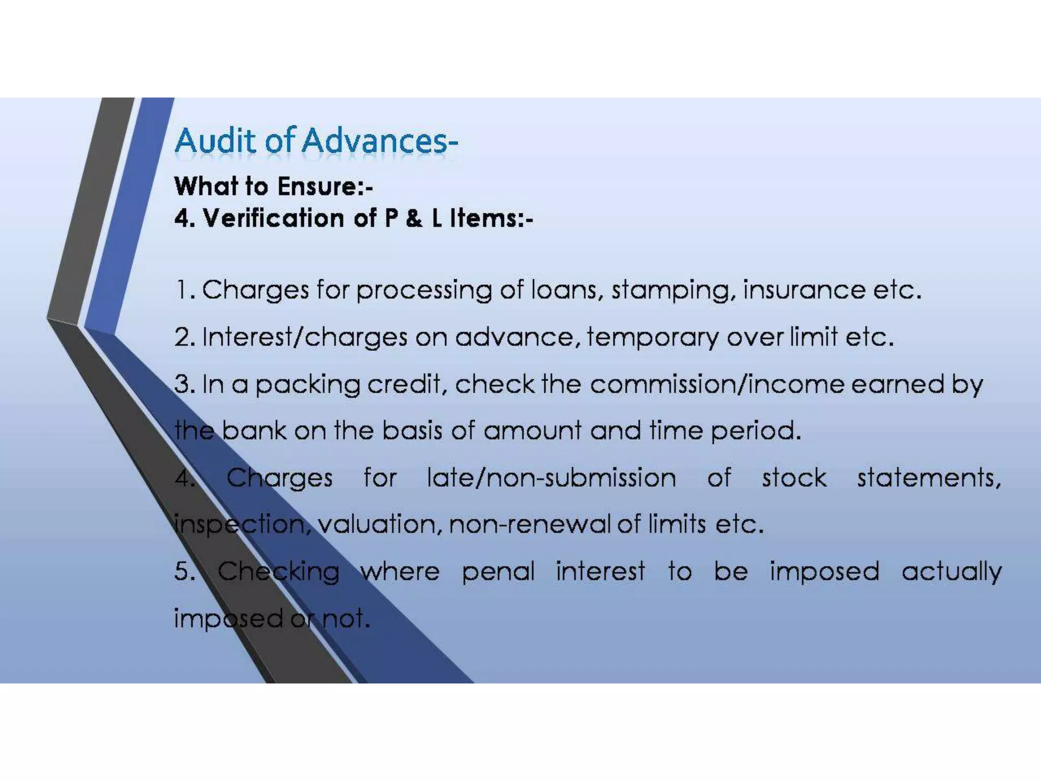 Audit of Advances in a Bank