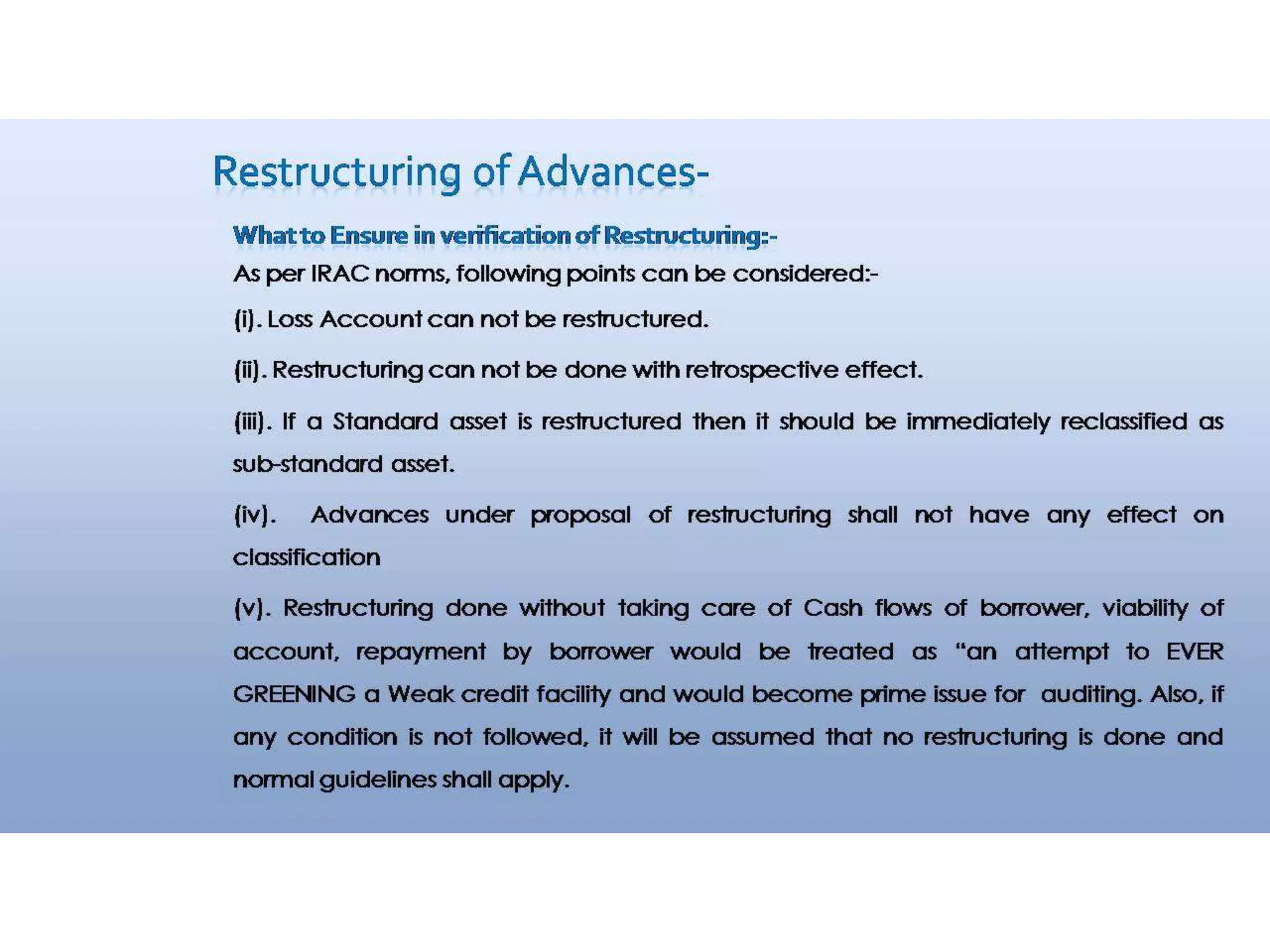 Audit of Advances in a Bank