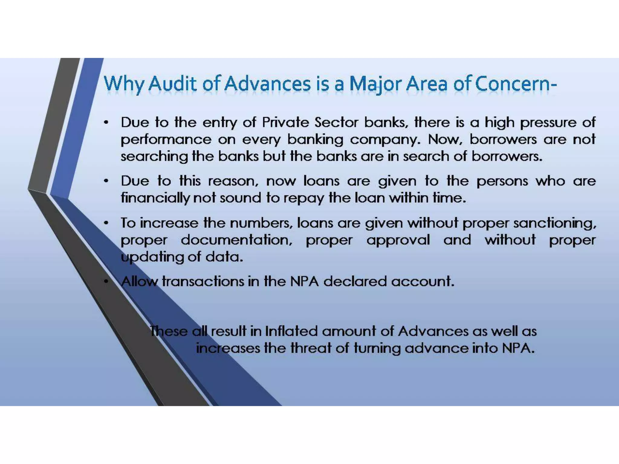 Audit of Advances in a Bank