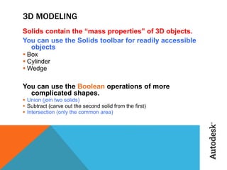 Solid Modelling Using Auto Cad Questions Presentation On Auto Cad | PPTX