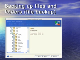 Backing up files and
folders (file backup)
 