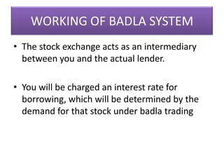 Presentation On Badla System | PPTX