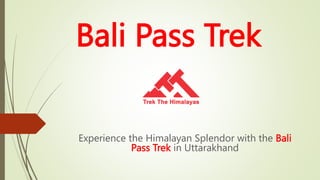 Bali Pass Trek
Experience the Himalayan Splendor with the Bali
Pass Trek in Uttarakhand
 