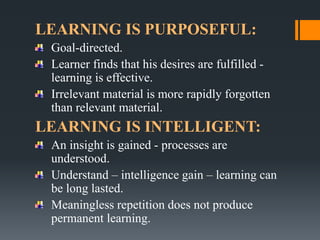 Presentation on Basic principles of learning and their implications | PDF