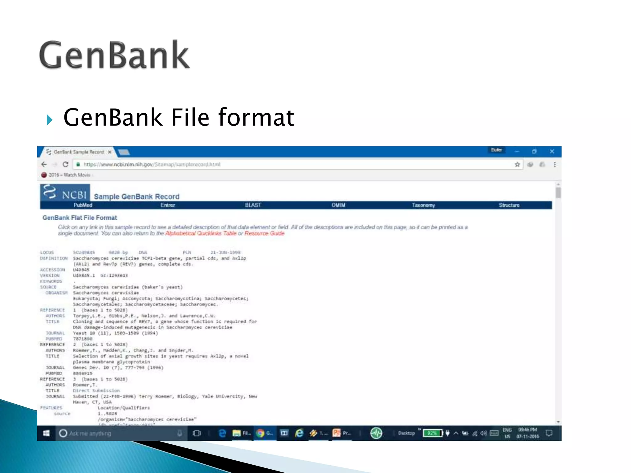  GenBank File format
 