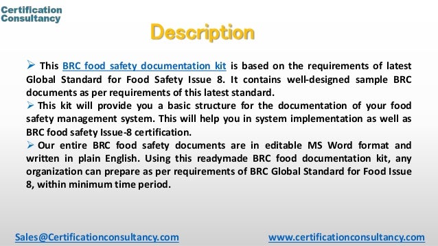 Presentation on BRC Issue 8 Food Safety Documentation Requirements ...