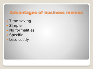 Presentation on business memo's | PPTX