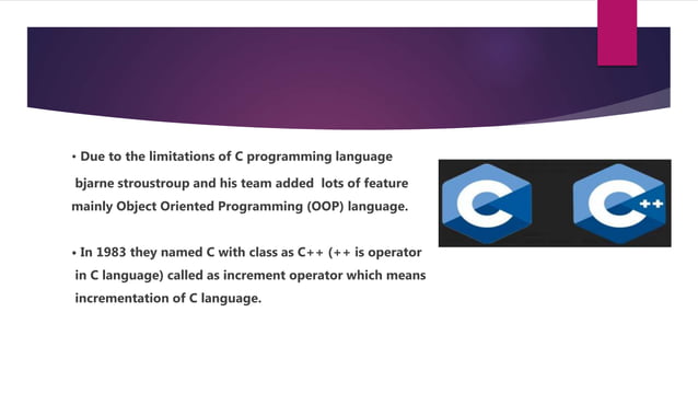 Presentation on C++ programming | PPTX | Programming Languages | Computing