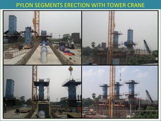 PYLON SEGMENTS ERECTION WITH TOWER CRANE
 