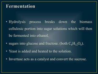 Presentation on cellulosic ethanol process from biomass | PPTX