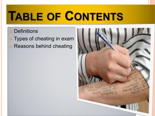 Presentation on cheating in exam | PPTX