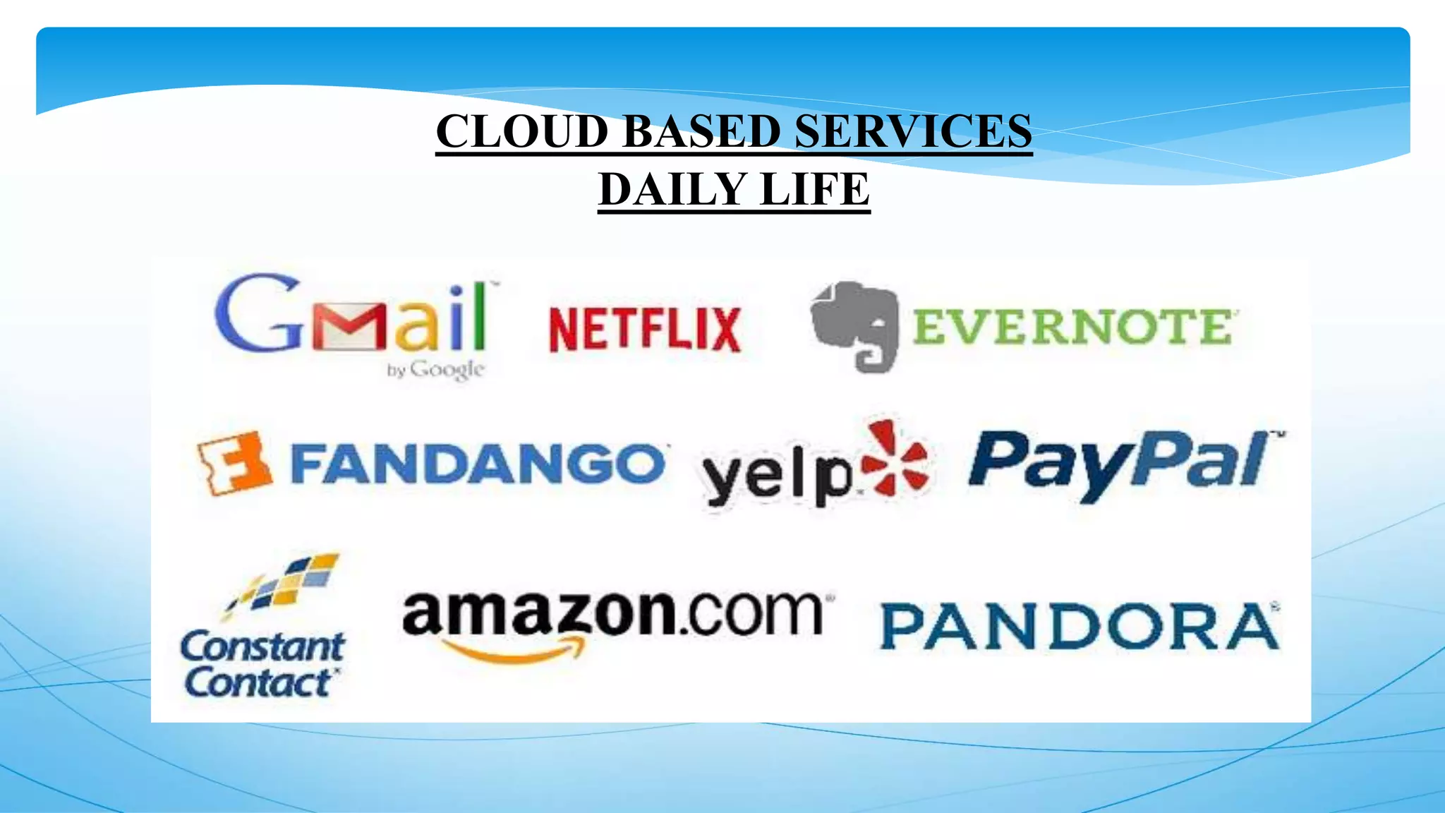 CLOUD BASED SERVICES
DAILY LIFE
 