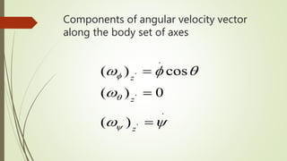 Components of angular velocity vector
along the body set of axes
.
.
'
'
'
)(
0)(
cos)(









z
z
z
 