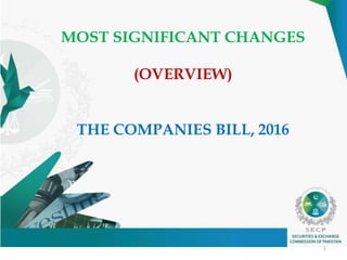MOST SIGNIFICANT CHANGES
(OVERVIEW)
THE COMPANIES BILL, 2016
1
 