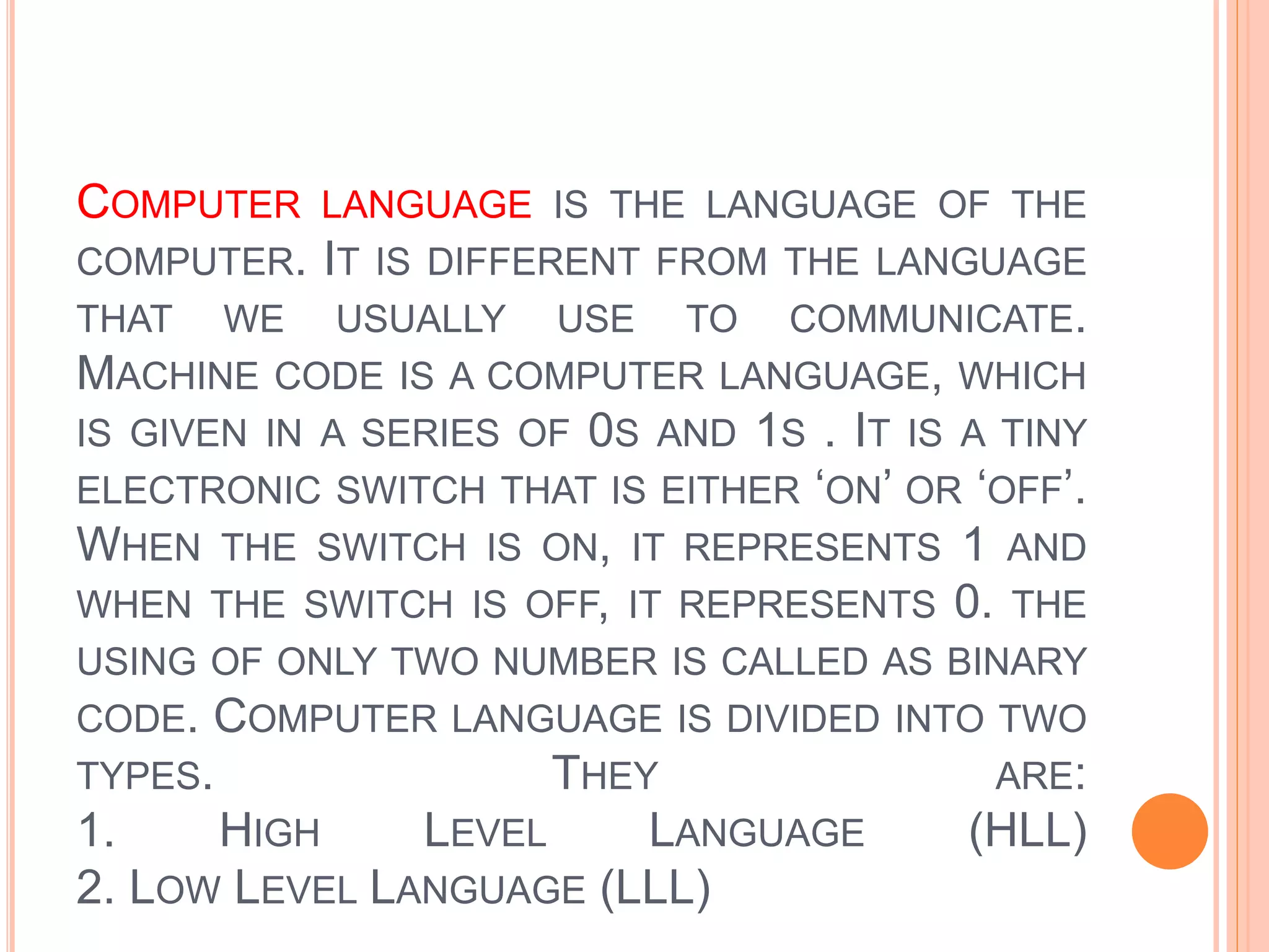 Presentation on computer language | PPTX | Programming Languages ...