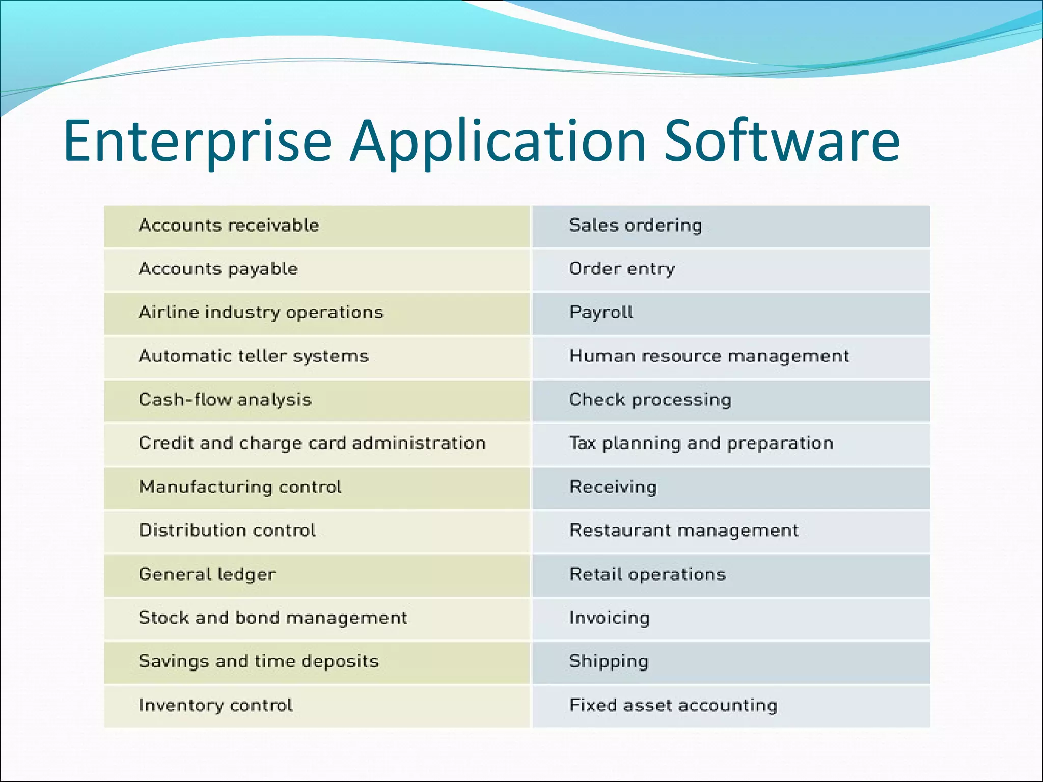 Enterprise Application Software
 
