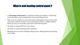 Presentation on control panel in web hosting | PPTX