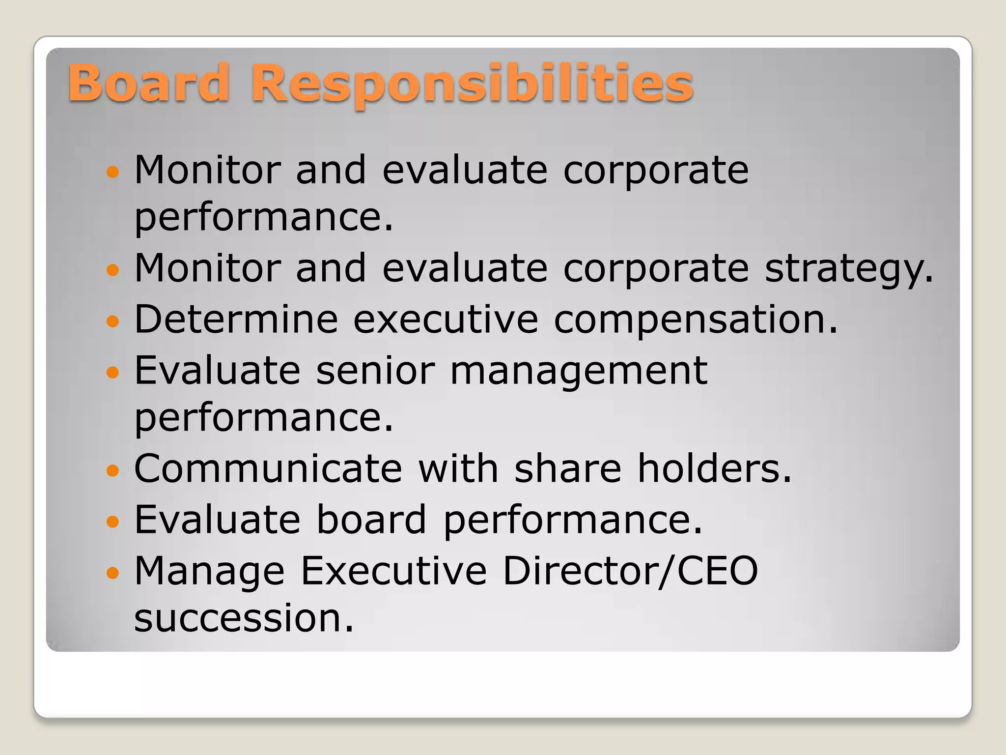 PRINCIPLES :-Right and equitable treatment of shareholderInterests of other stakeholderRole and responsibilities of the boardIntegrity and ethical behaviorDisclosure and transparency
