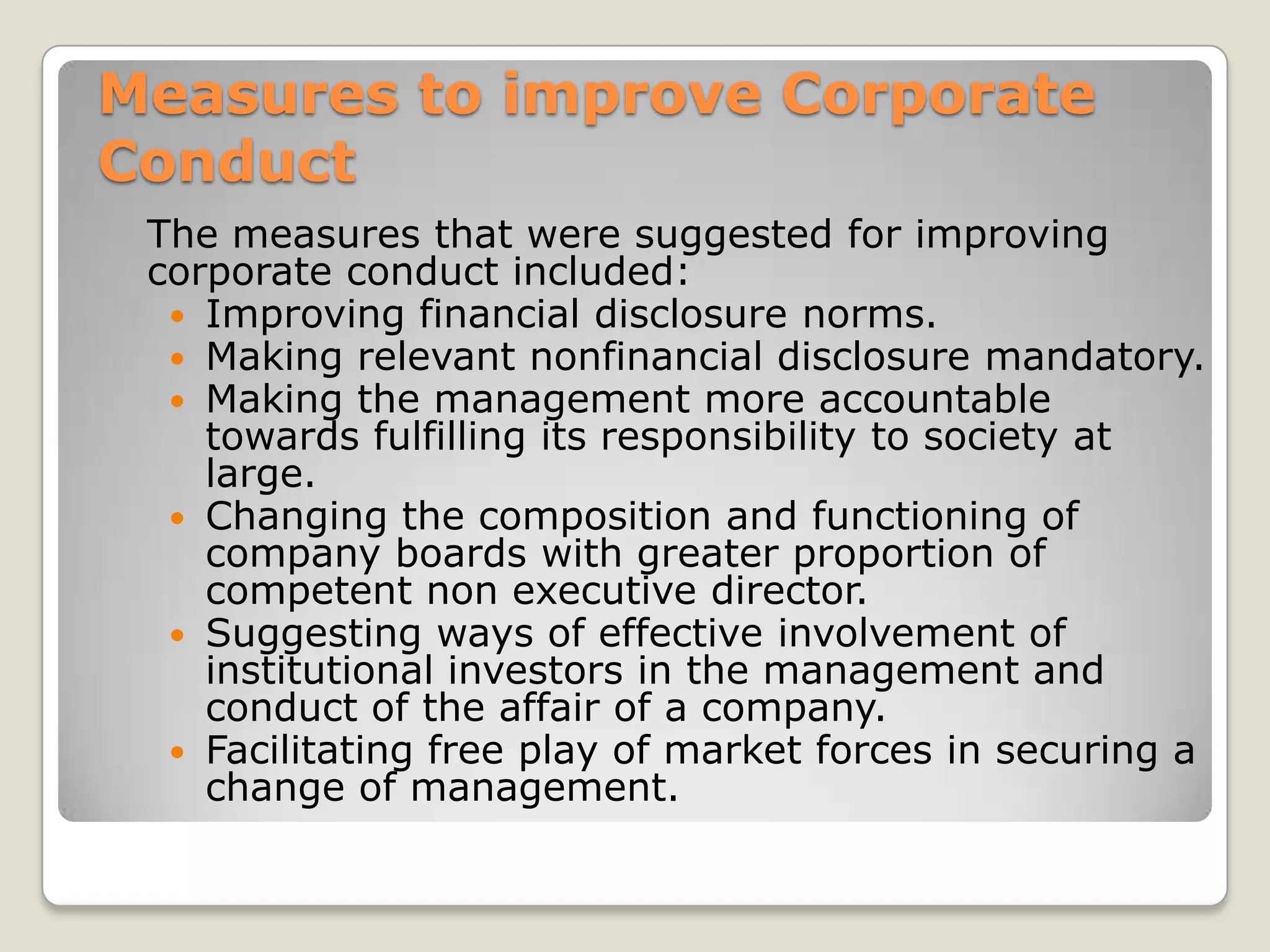 Caring for shareholder interestsBoard of Directors