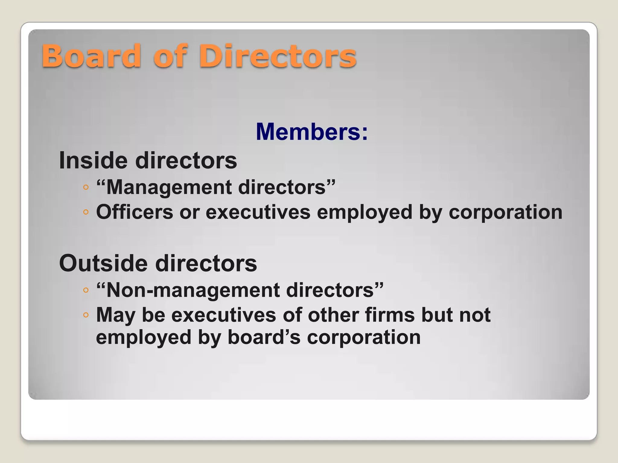 ConceptThe concept of corporate governance primarily hinges on complete transparency, integrity and accountability of management.The concept of good corporate governance connotes that ethics as important as economics ,fair play as crucial as financial success , morals as vital as market share.