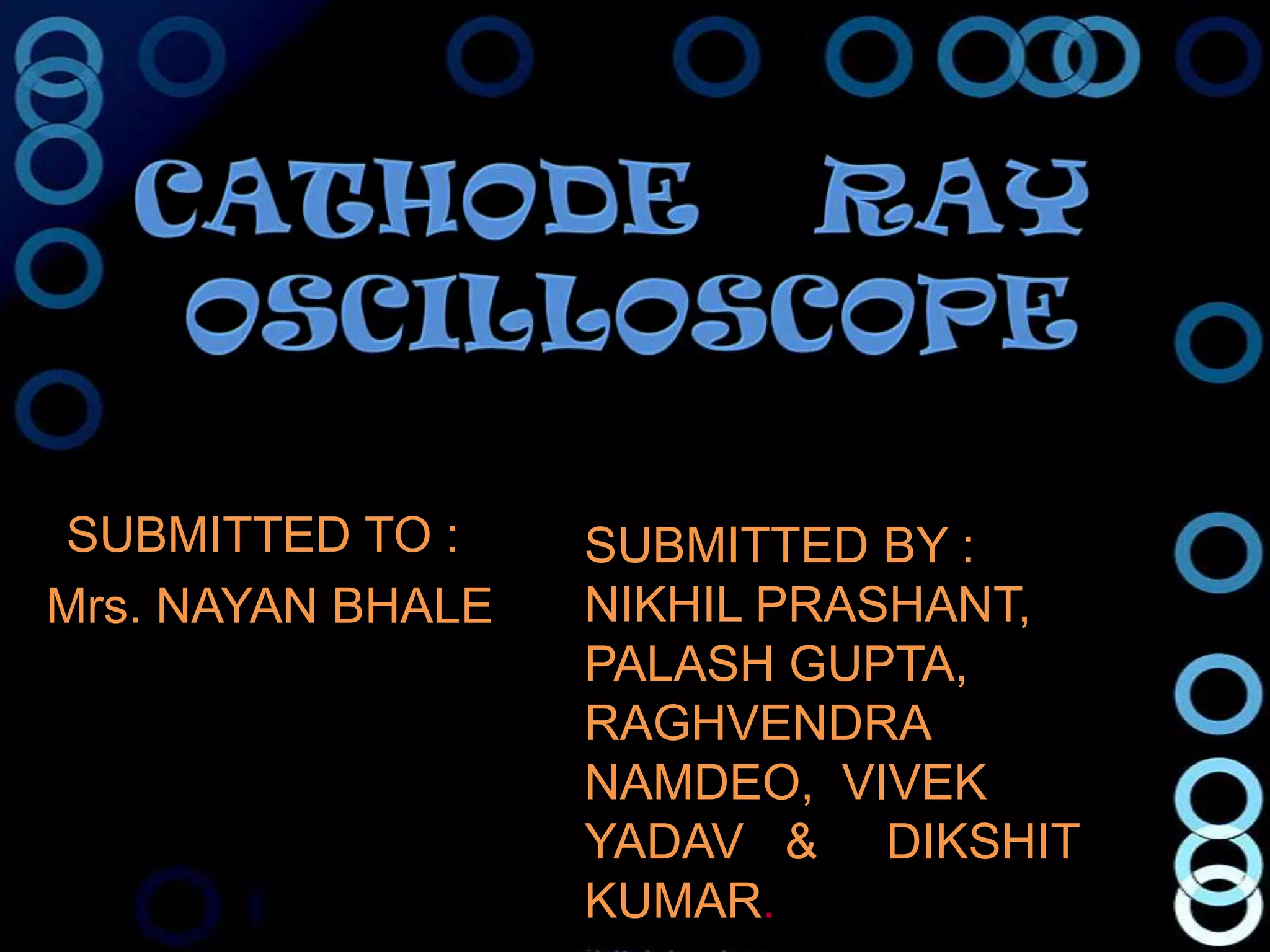 SUBMITTED TO :     SUBMITTED BY :
Mrs. NAYAN BHALE   NIKHIL PRASHANT,
                   PALASH GUPTA,
                   RAGHVENDRA
                   NAMDEO, VIVEK
                   YADAV & DIKSHIT
                   KUMAR.
 