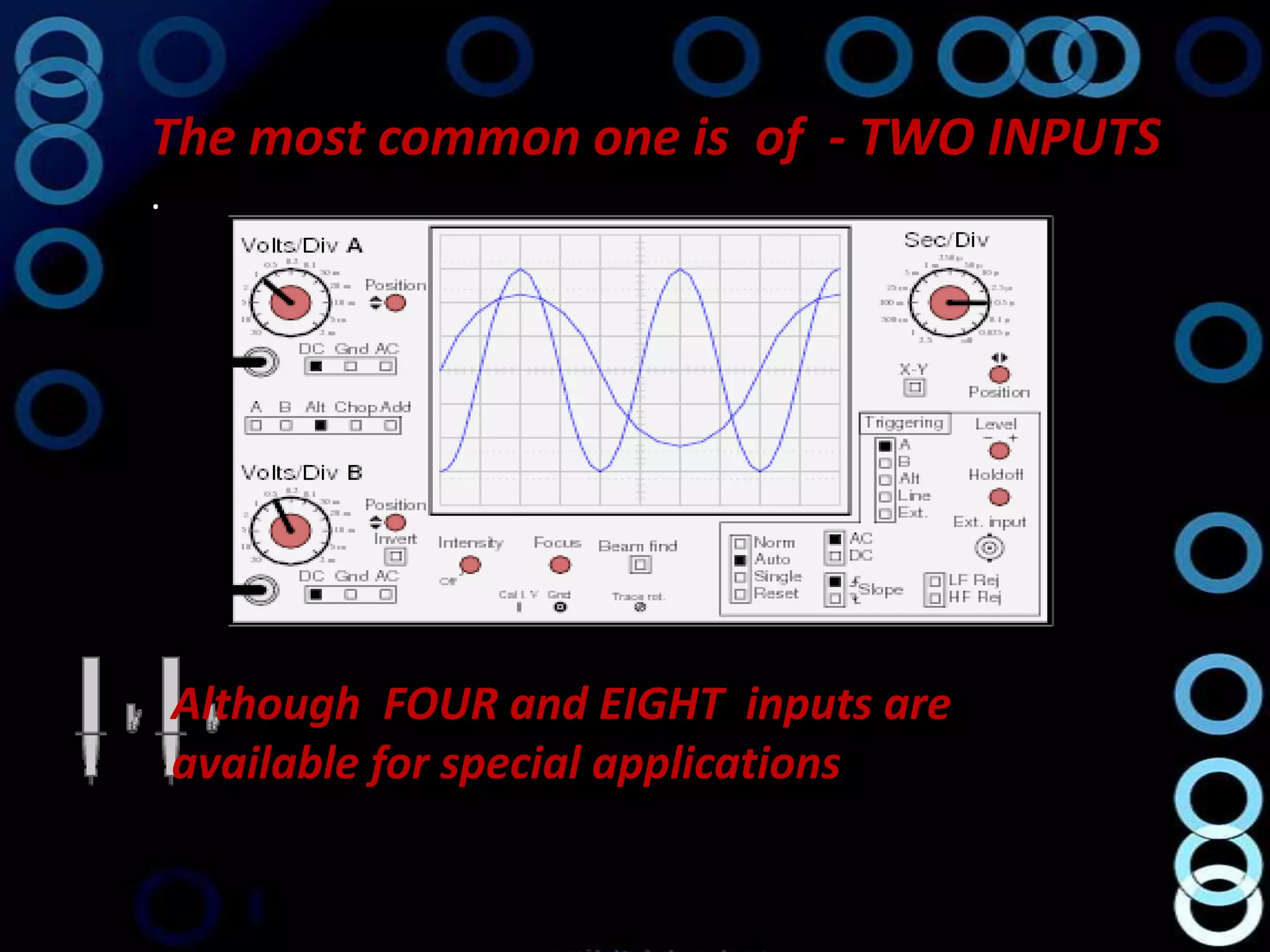 The most common one is of - TWO INPUTS
.




    Although FOUR and EIGHT inputs are
    available for special applications
 