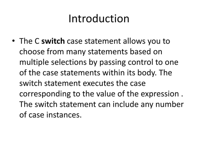 Presentation on C Switch Case Statements | PPTX