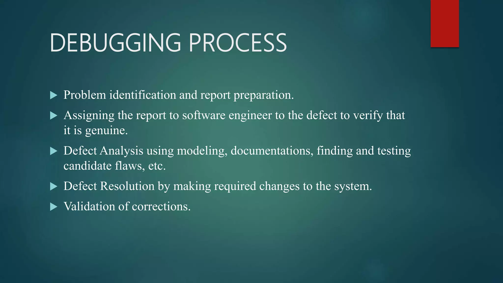 Presentation on debugging | PPTX | Programming Languages | Computing