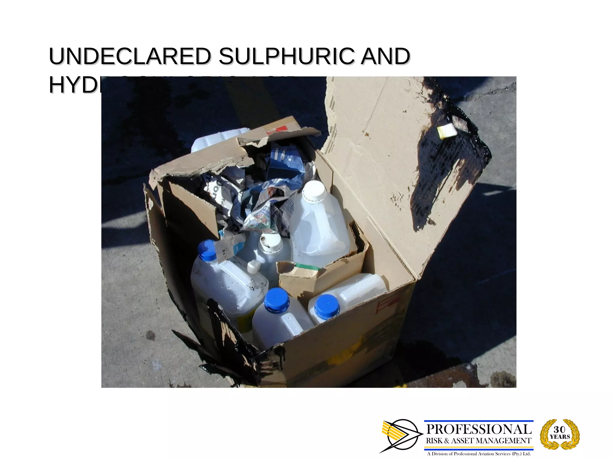 UNDECLARED SULPHURIC AND
HYDROCHLORIC ACID
 